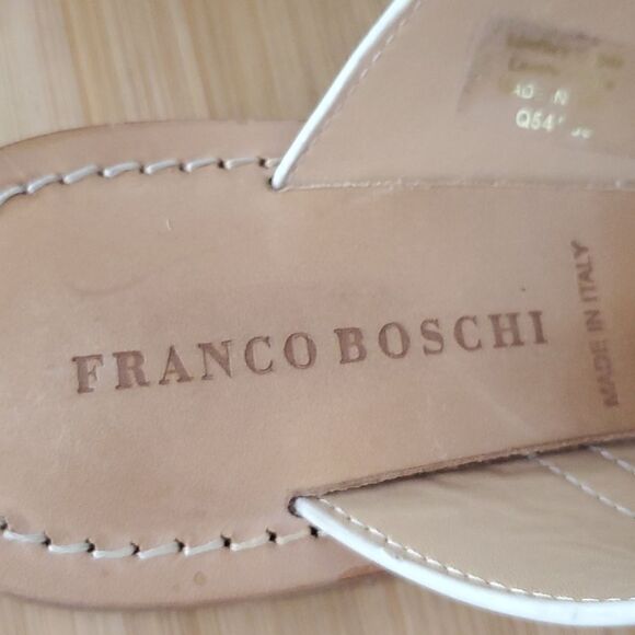 Franco Boschi White Italian Leather Slides Sandals Women's Size 39 - Picture 7 of 11